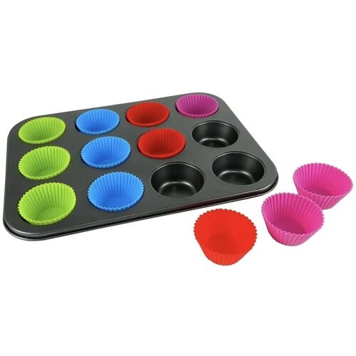 Форма для выпечки SUNHOME 36х26 см с силиконовыми насадками 12 шт.