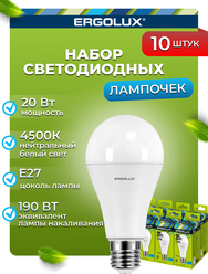 Светодиодная Лампа Ergolux LED-A65-20W-E27-4K упаковка 10 шт