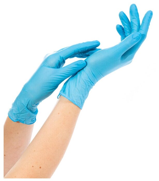 Мед. смотров перчатки нитрил н/с н/о , голубые NitriMax (S) 50п/уп 3гр 1 шт