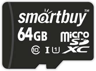 Карта памяти SmartBuy microSDXC 64 ГБ Class 10, V10, A1, UHS-I, R/W 60/25 МБ/с, 1 шт., черный