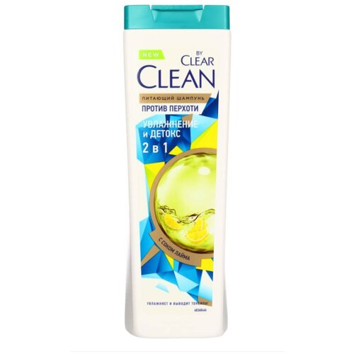 CLEAN by Clear Питающий шампунь против перхоти Увлажнение и детокс 2 в 1, 365 мл