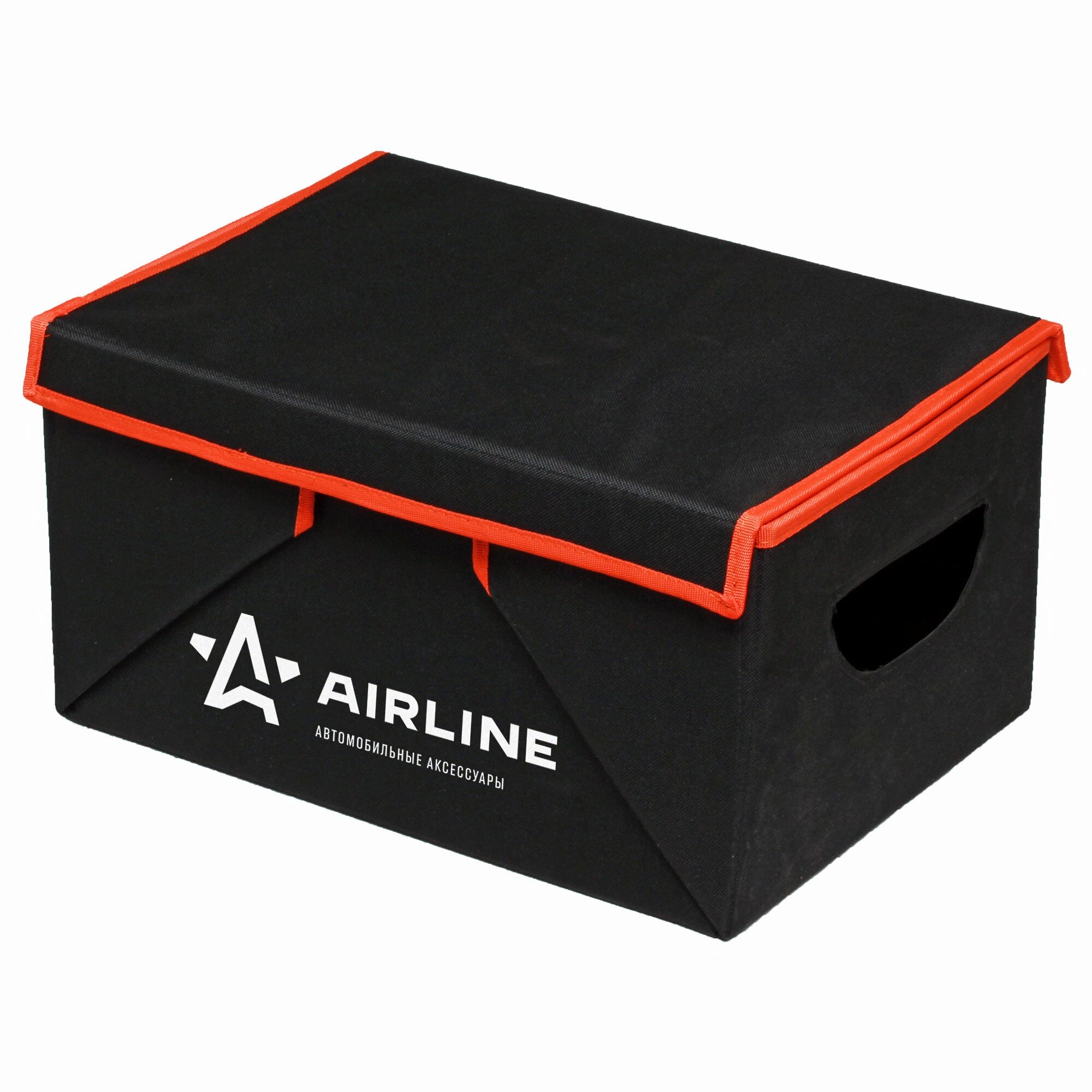 Органайзер с крышкой в багажник, складной 46*19*32 см (28л), черный/оранжевый AIRLINE - фото №5