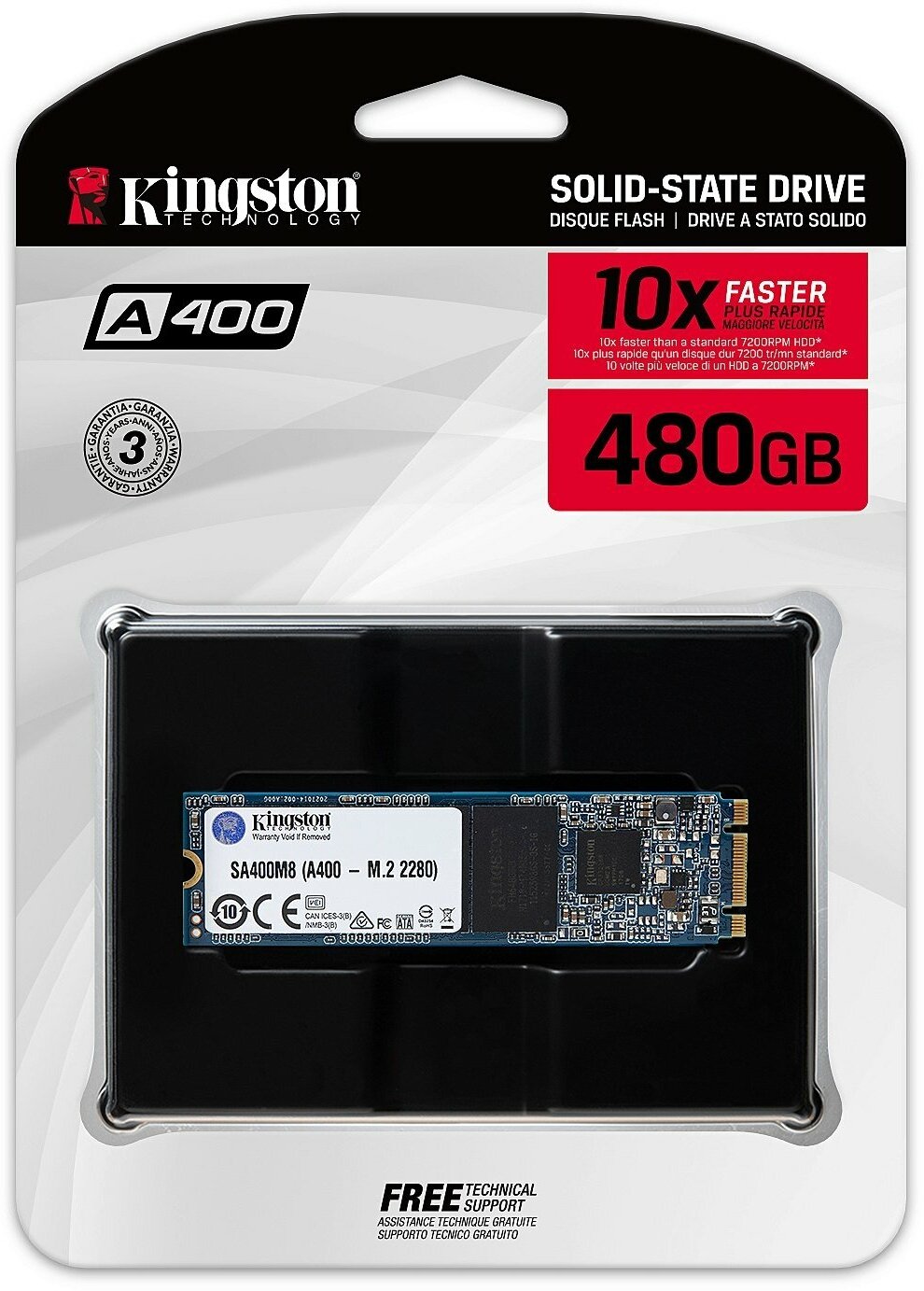 SSD накопитель KINGSTON A400 480ГБ, M.2 2280, SATA III - фото №3