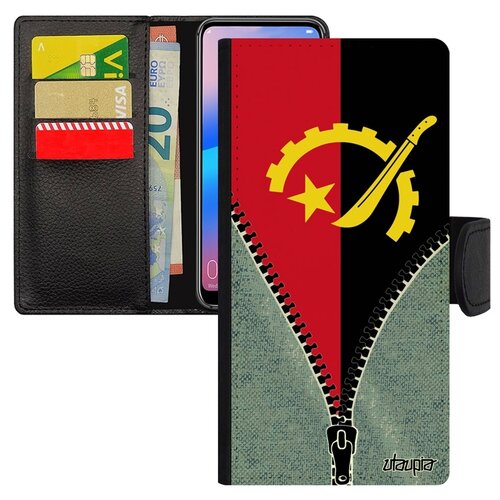 фото Чехол-книжка на мобильный huawei p30 lite, "флаг анголы на молнии" туризм путешествие utaupia