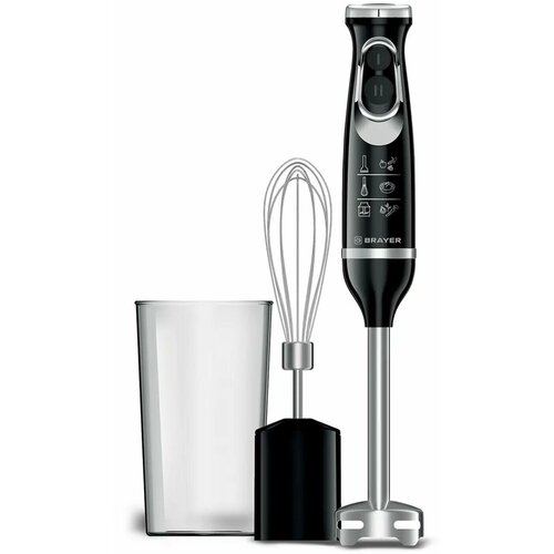 Блендер погружной BRAYER BR1241 800 Вт 2 скорости 2 насадки стакан черный 319900₽