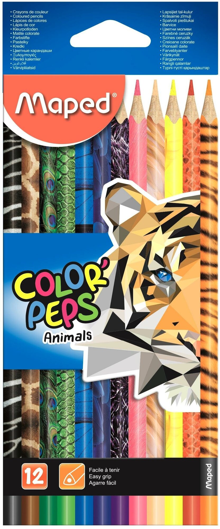 Карандаши цветные Maped COLOR'PEPS ANIMALS трехгранн, дерево,12цв/наб,832212