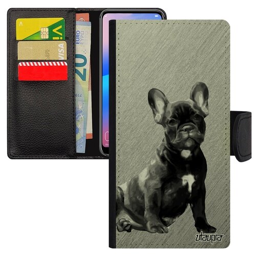 фото Чехол книжка для мобильного huawei p20 lite, "бульдог" щенок зверь utaupia
