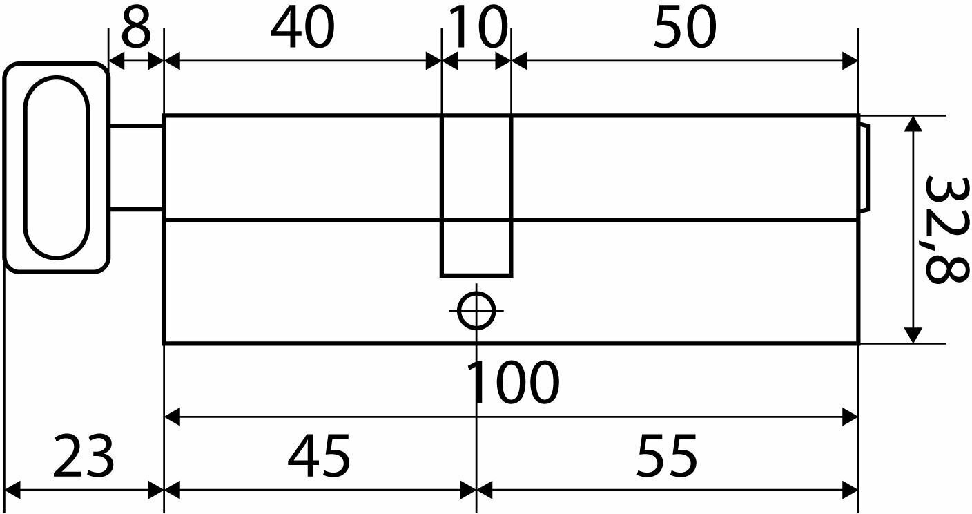 Личинка замка (цилиндровый механизм) Стандарт MAX 100 (55х45В) SN 5кл ключ/вертушка