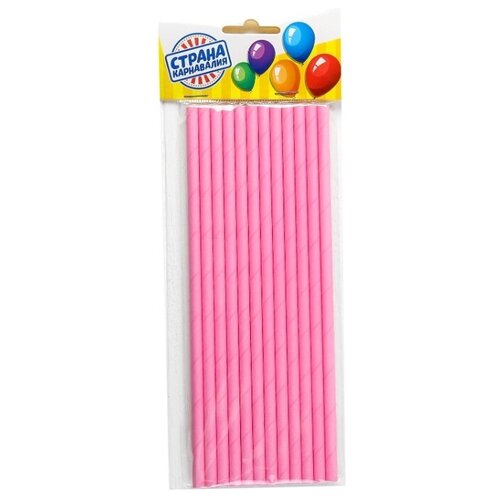 фото Трубочки для коктейля, набор 12 шт., цвет розовый страна карнавалия