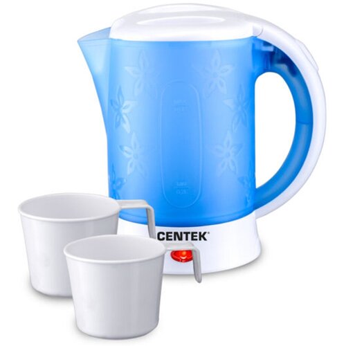 Чайник электрический Centek CT-0054 Blue, 0,6 л, с набором (кружки и ложки), пластик