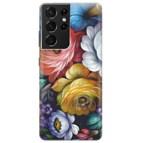 Чехол - накладка ArtColor для Samsung Galaxy S21 Ultra с принтом Цветочная роспись чехол накладка artcolor для samsung galaxy a80 с принтом цветочная роспись