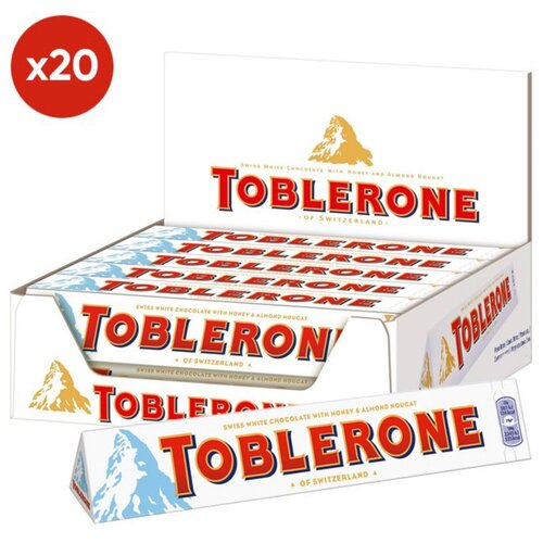 Белый молочный шоколад Toblerone White с медово-миндальной нугой (Швейцария), 100 г (20 шт)