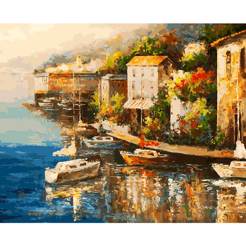 Белоснежка Картина по номерам У причала (165-AB), 40 x 50 см, разноцветный картина по номерам 50 40 лодки у причала