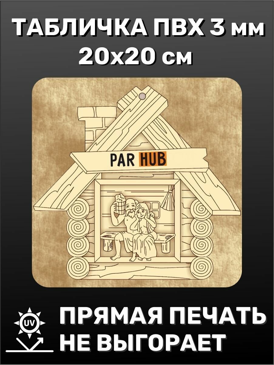 Табличка для бани на дверь прикольная PAR HUB 20х20 см