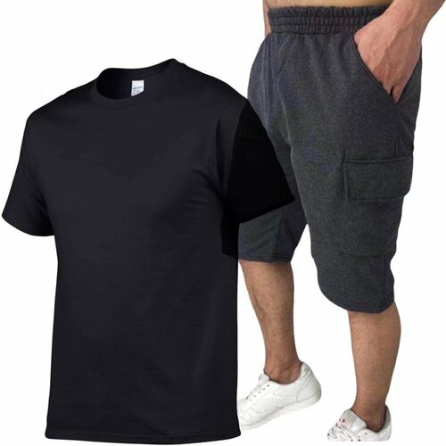 фото Костюм , футболка и шорты, классический стиль, размер 56, бирюзовый нет бренда