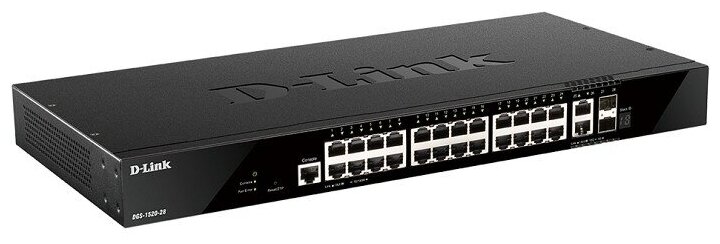 Коммутатор D-Link DGS-1520-28/A1A 24 порта 10/100/1000 Base + 2 порта 10GBase-T для средних рабочих групп поддержка VLAN и IPv6