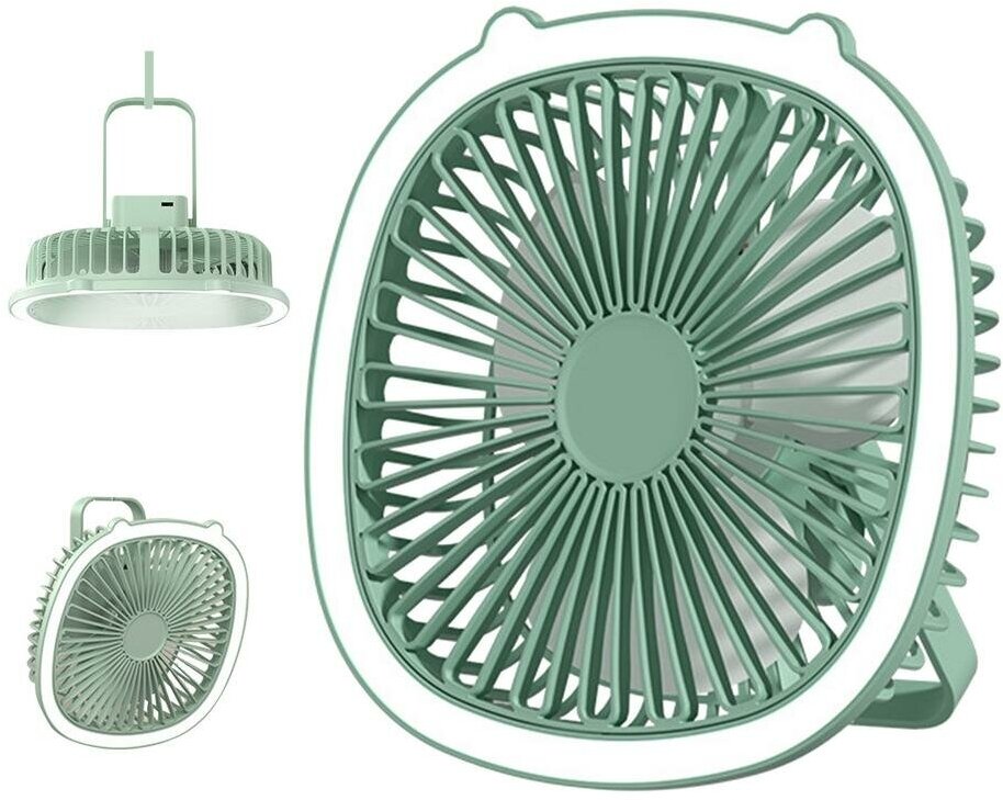 Вентилятор с подстветкой/ Настольный вентилятор SAV/ Вентилятор зеленый для дома - фотография № 1