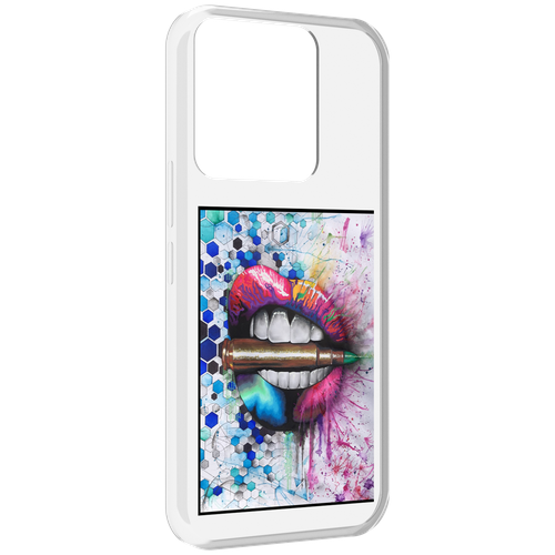 Чехол MyPads разноцветные губы с пулей для Tecno Spark Go 2022 / Tecno Spark 8C задняя-панель-накладка-бампер