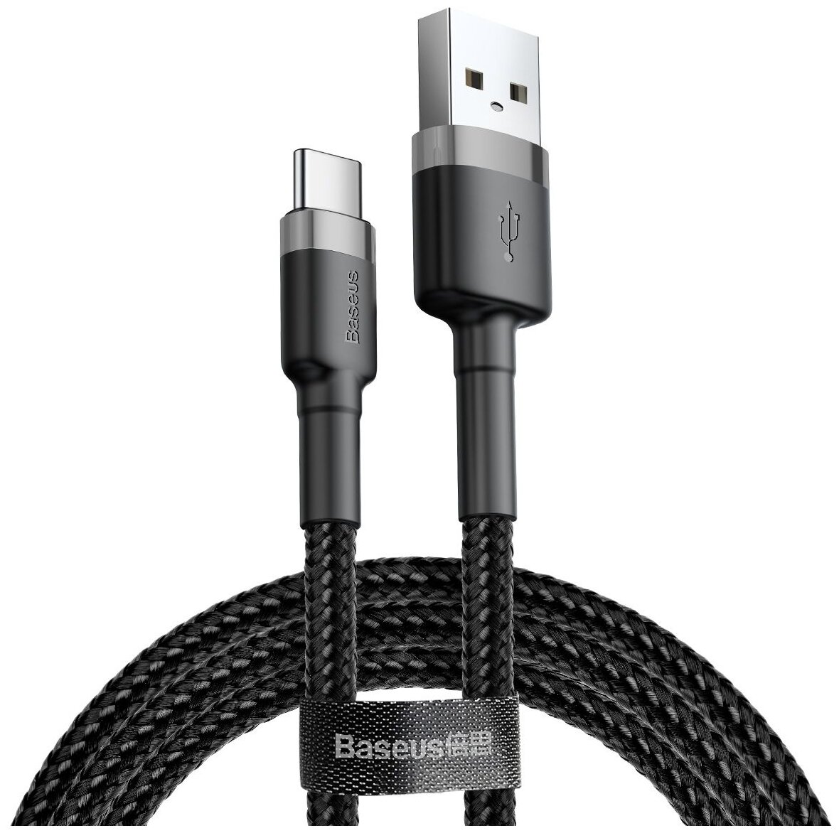 Кабель Baseus Cafule USB - USB Type-C, 1 м, черный/серый