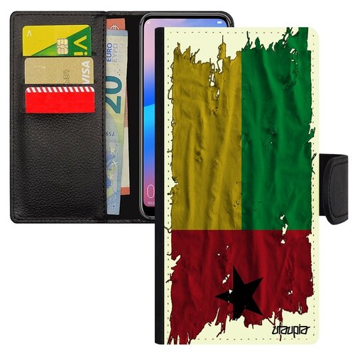 фото Чехол-книжка на мобильный huawei p30 lite, "флаг гвинеи бисау на ткани" страна utaupia
