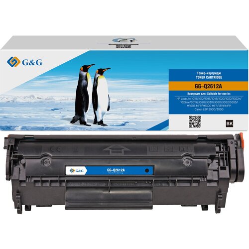 G&G Картридж лазерный GG-Q2612A черный 2000стр. для HP LJ 1010 1012 1015 1018 1020 1020Plus 1022 3015 3020 картридж лазерный cactus cs fx10 mps fx 10x черный 3000стр для canon l100 l120 4140 mf4380dn d420 d480