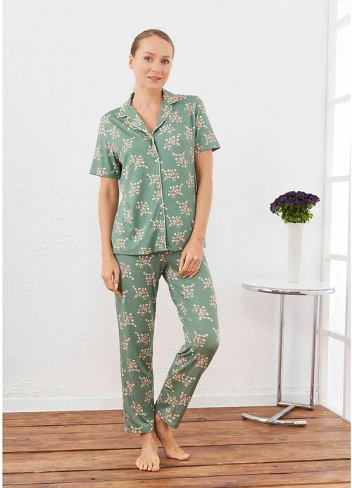 Пижама Relax Mode, размер 46/48, зеленый, бежевый