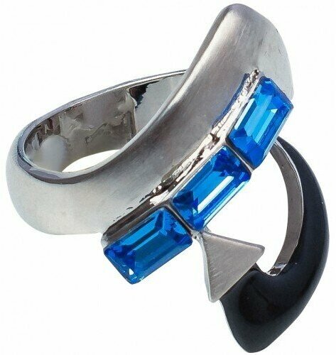 Кольцо WowMan Jewelry, кристалл, серебряный, синий