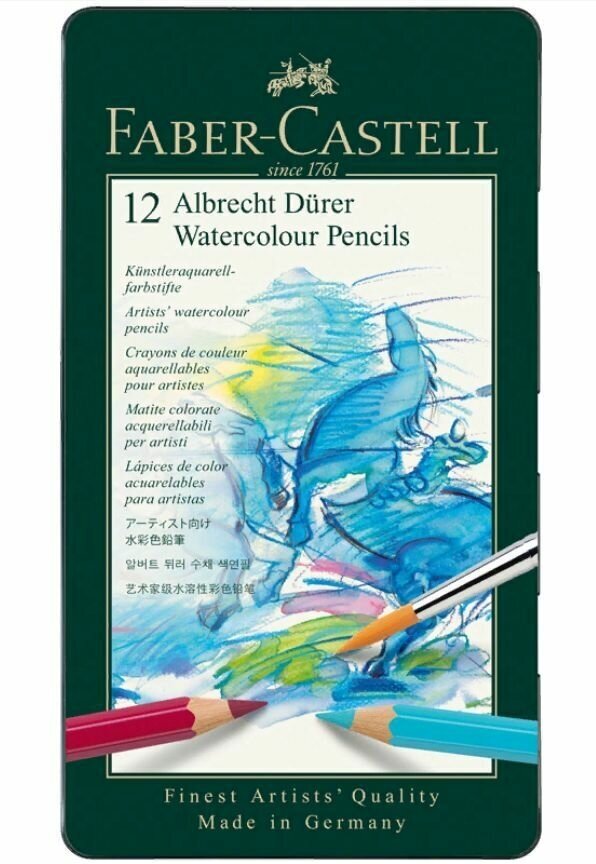 Карандаши акварельные Faber-Castell Albrecht D?rer набор цветов в металлической коробке 12 шт. - фото №3