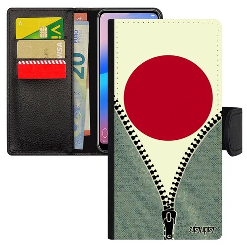 фото Чехол-книжка на смартфон galaxy a50, "флаг японии на молнии" туризм патриот utaupia