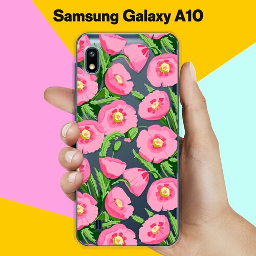 Силиконовый чехол Узор из цветов на Samsung Galaxy A10 жидкий неоновый чехол гороховый узор с мрамором на samsung galaxy a10 самсунг галакси а10