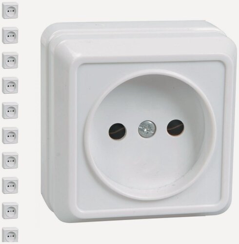Изображение товара Розетка IEK Октава белая для открытой проводки (комплект из 10 шт)