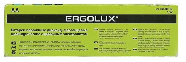 AA Батарейка ERGOLUX Alkaline LR6 BP-12, 12 шт. 2800мAч - фото №7