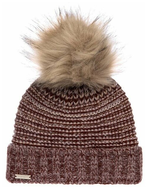 Шапка SEEBERGER арт. 18242-1 POMPOM BEANIE (бордовый / ярко-розовый), размер ONE