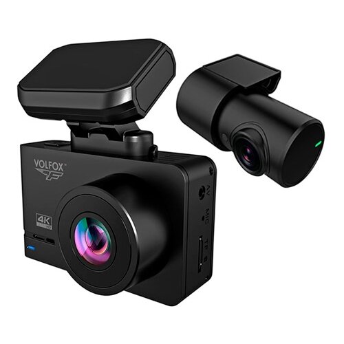 Видеорегистратор Volfox VF-4K900 DUO, 2 камеры, GPS, черный