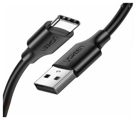 Кабель для зарядки и передачи данных USB A Male - USB C Male Ugreen, 3A, 0.5м, резиновое покрытие, черный (60115)