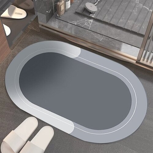 Коврик Homium Home Sil для ванной комнаты и туалета, цвет серый (овальный), размер 50*80см