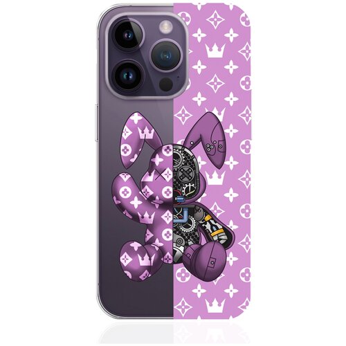 Прозрачный силиконовый чехол MustHaveCase для iPhone 14 Pro Bunny Розовый для Айфон 14 Про