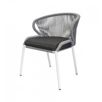 Плетеный стул "Милан" из роупа (веревки), 4SiS, каркас белый, цвет серый