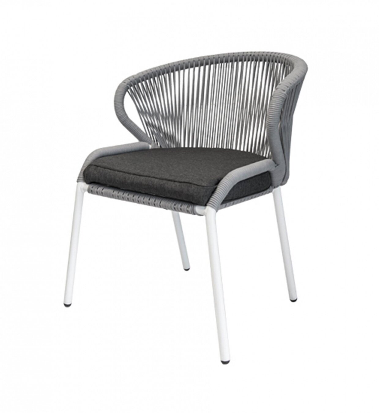 Плетеный стул "Милан" из роупа (веревки), 4SiS, каркас белый, цвет серый