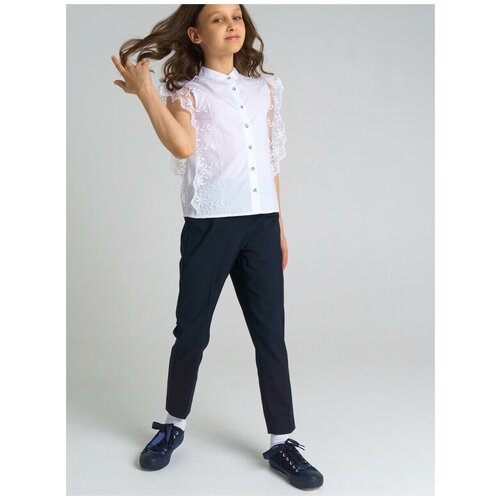 Школьные брюки  playToday демисезонные, повседневный стиль, карманы, размер 146, синий