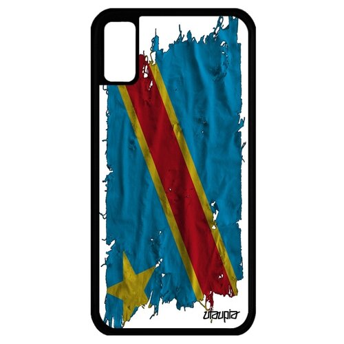 фото Чехол для смартфона apple iphone xs, "флаг конго киншаса на ткани" патриот страна utaupia