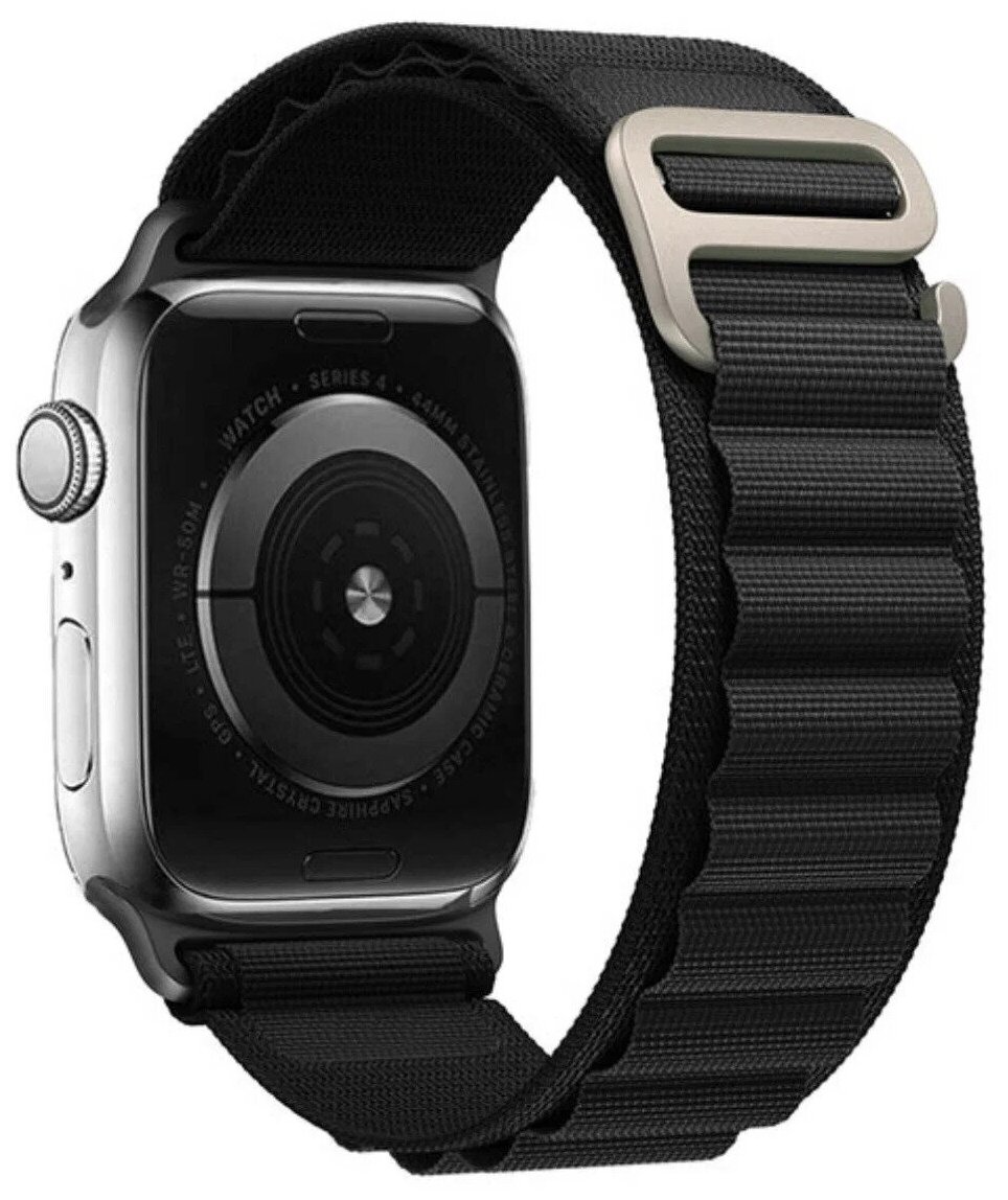Тканевый ремешок для Apple Watch 42/44/45/49mm series 1 2 3 4 5 6 7 8 /SE/SE 2022 Apple Watch Ultra (для эпл вотч) черный