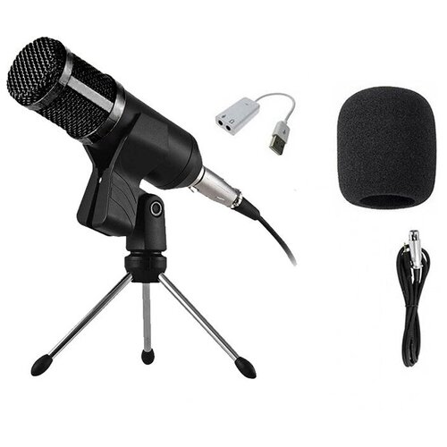 Конденсаторный микрофон BM-800 с настольной треногой и держателем прищепкой, черный