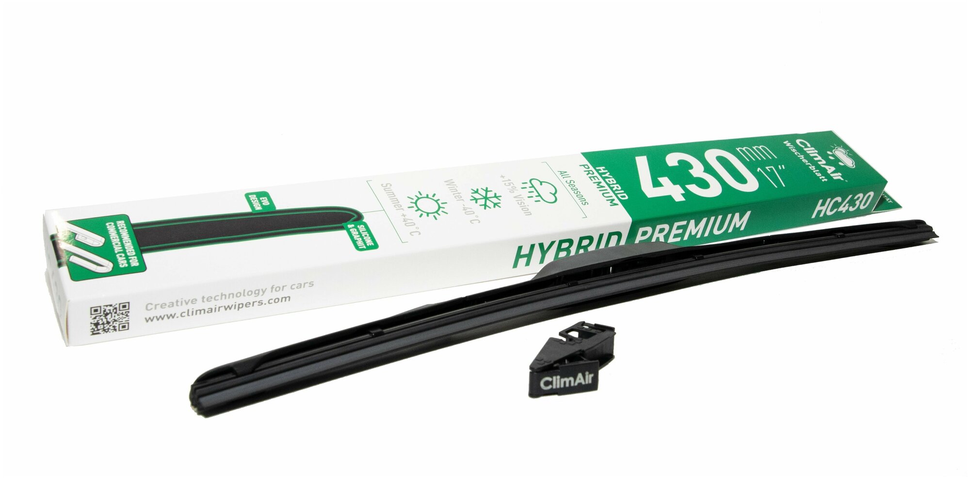 Гибридная щетка стеклоочистителя ClimAir SUPER FLEX PREMIUM 17" (430mm), крепление крючок (Hook)