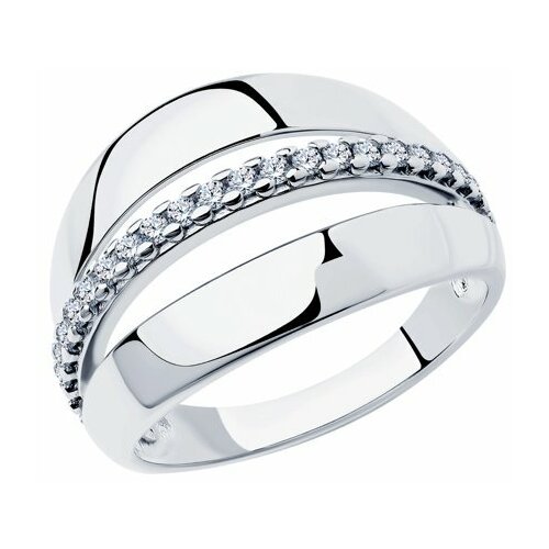 Кольцо Diamant, серебро, 925 проба, фианит, размер 18.5, белый