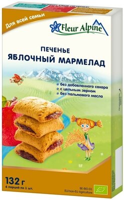 Печенье Fleur Alpine Яблочный мармелад 132г