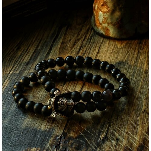 фото Браслет из натурального камня с бронзовым самураем нет бренда