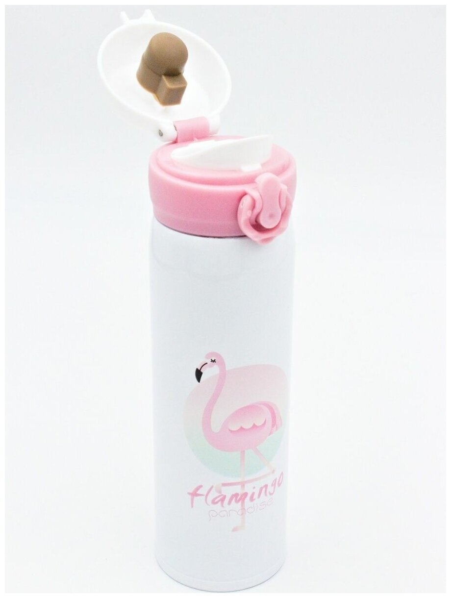 Термос Фламинго Flamingo paradise 500 мл VITTOVAR , белый - фотография № 3