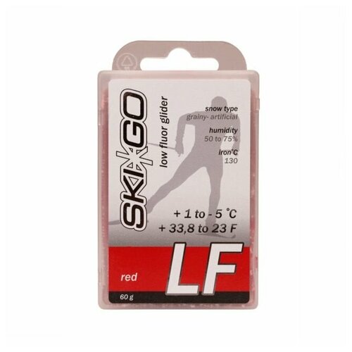 Парафин SkiGo LF Red, +1/-5, 60 г парафин skigo hf red 1 5 45 г