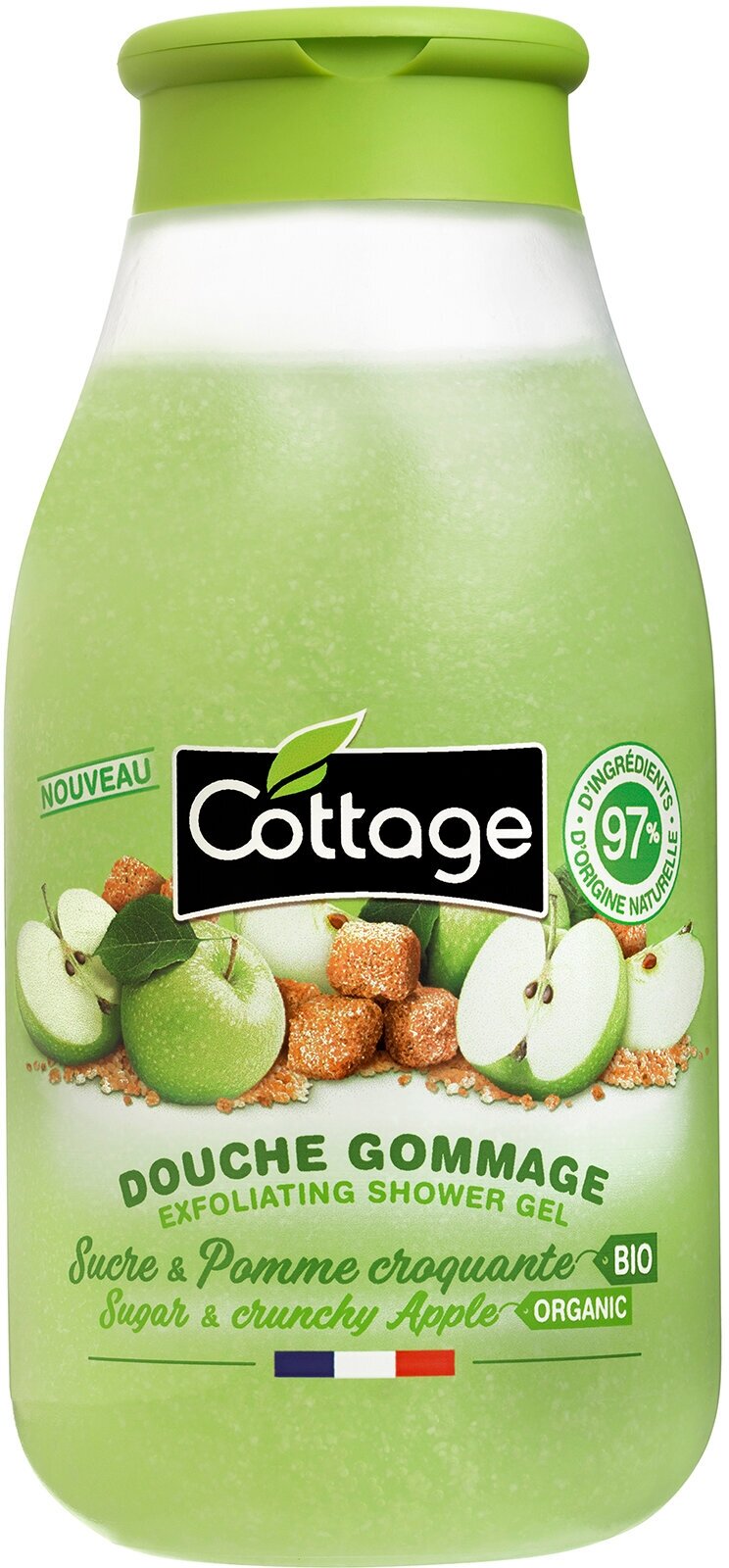 COTTAGE Гель-гоммаж для душа Exfoliating Shower Gel Sugar&Crunchy Apple Сахар и хрустящее яблоко, 270 мл